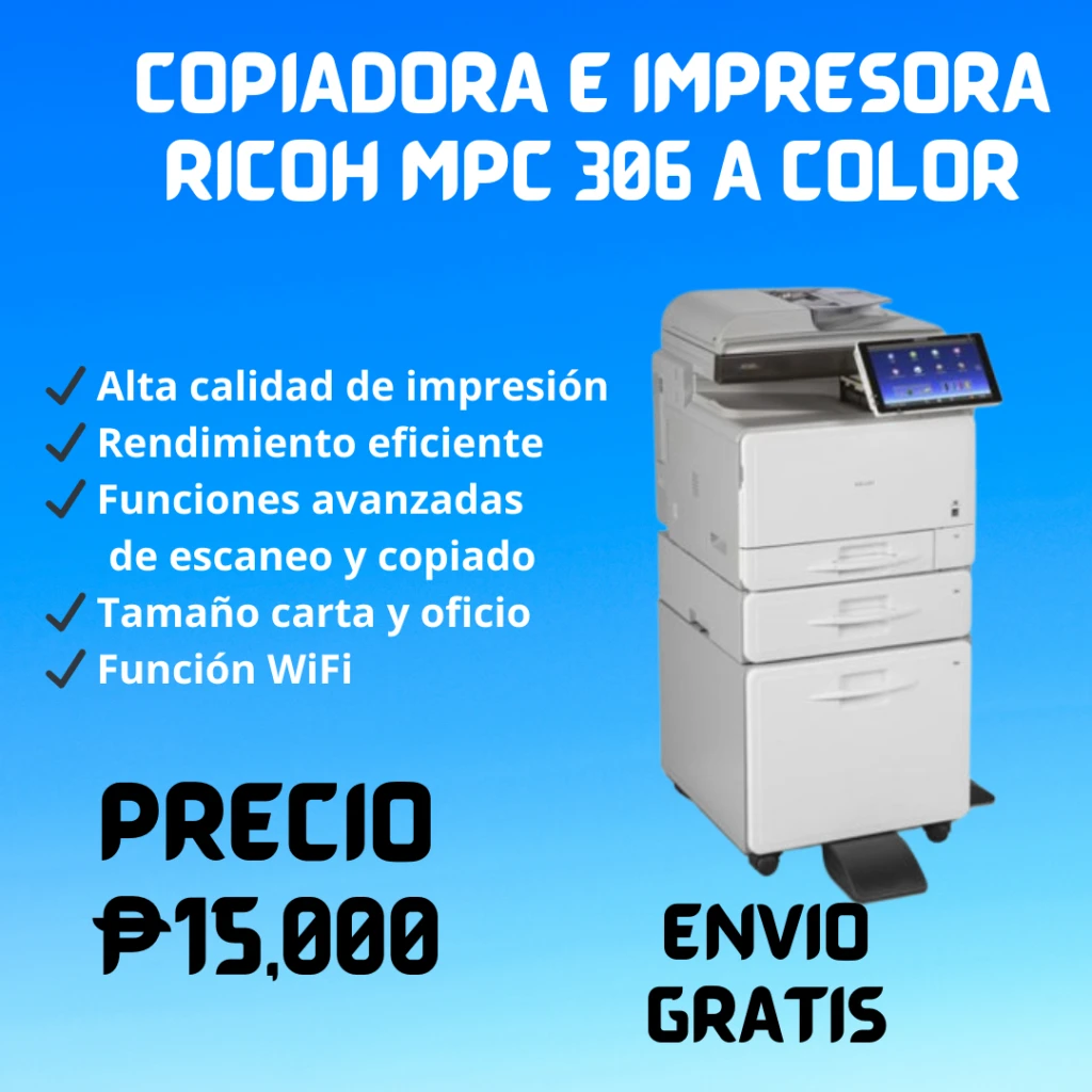 Copiadora e impresora ricoh mpc 306 a color