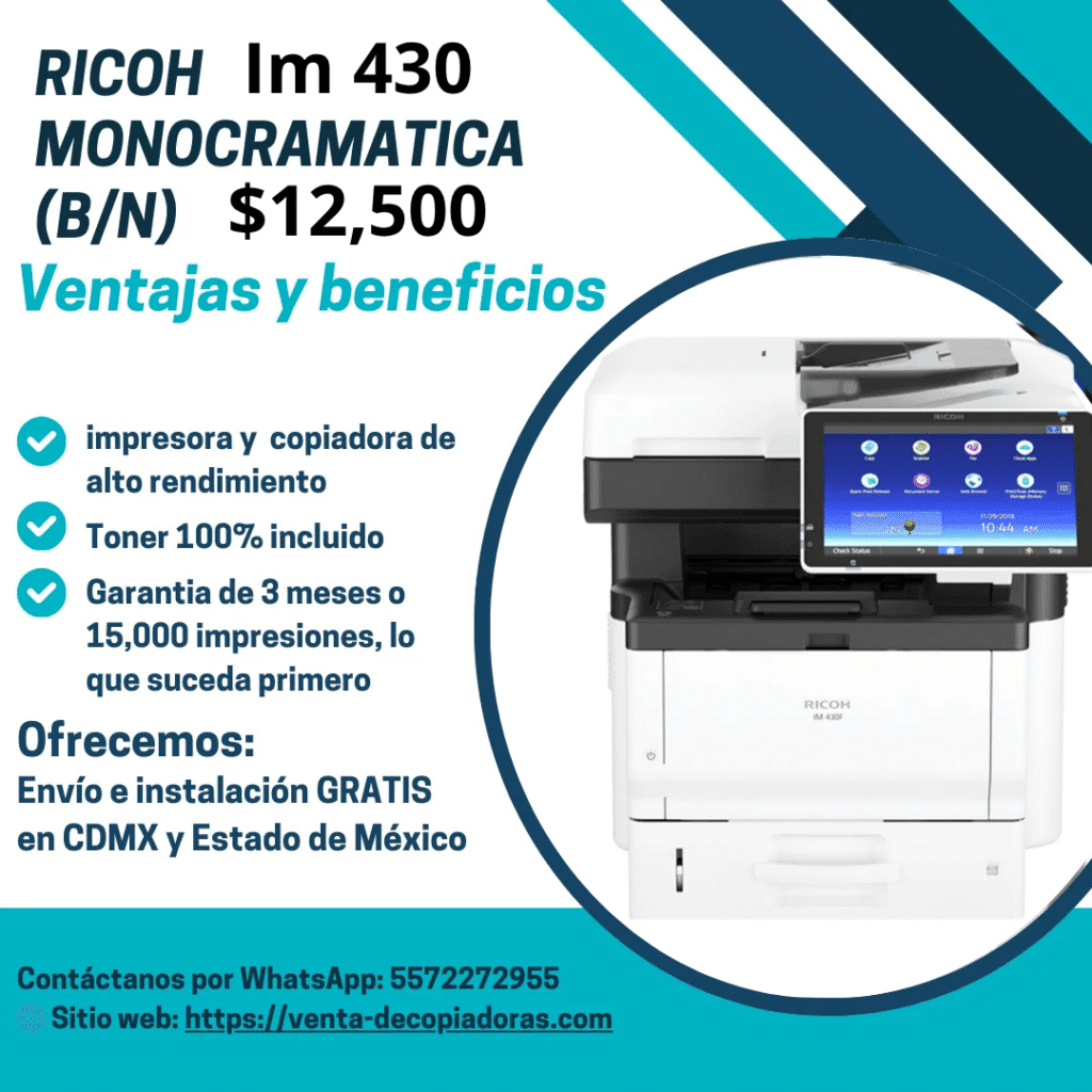 Impresora Multifuncional Ricoh Monocromática IM 430F remanufacturada