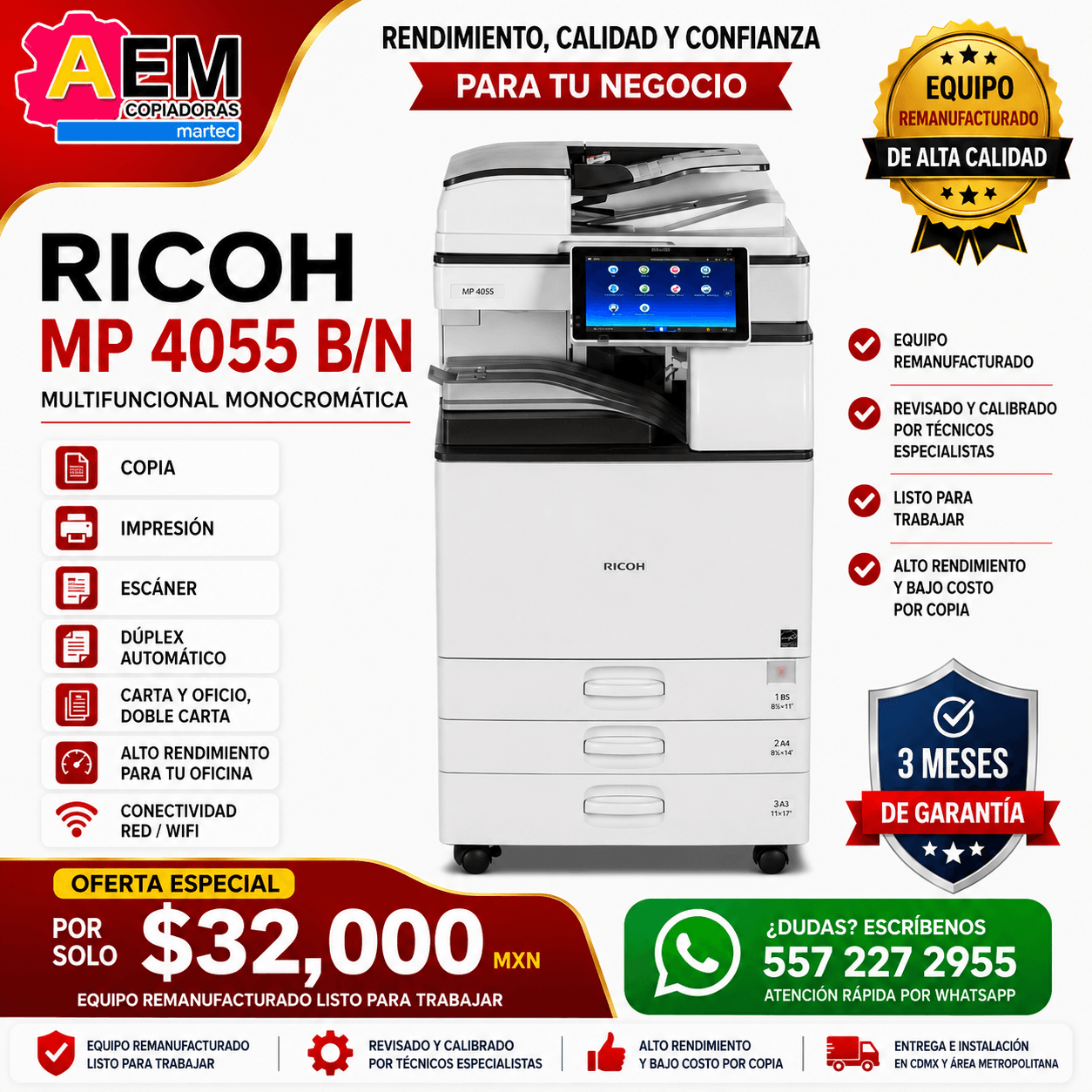 impresora multifunconal b/n dobre carta remanufacturada cdmx