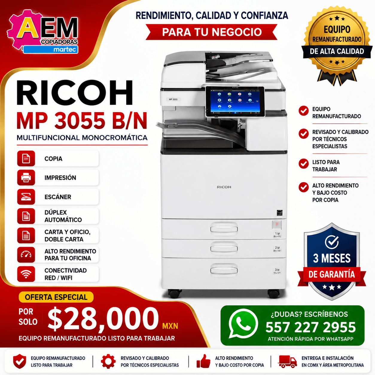 impresora multifuncional dobre carta b/n cdmx remanufacturada