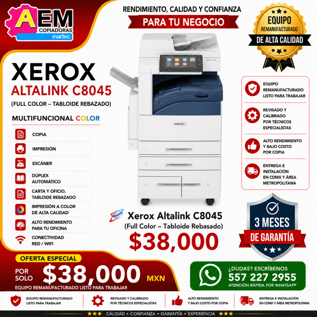 copiadora xerox para artes graficas tabloide rebazado 300 grs remanufacturada cdmx full color