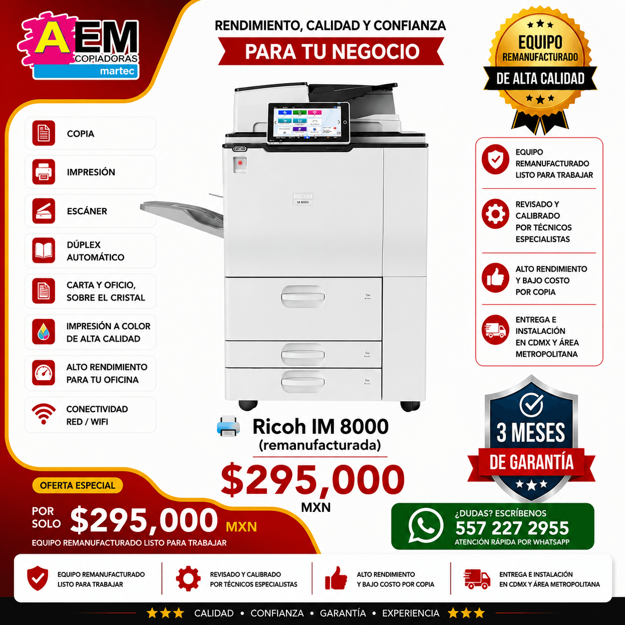 impresora de alto volumen im 8000 remanufacturada cdmx de uso rudo