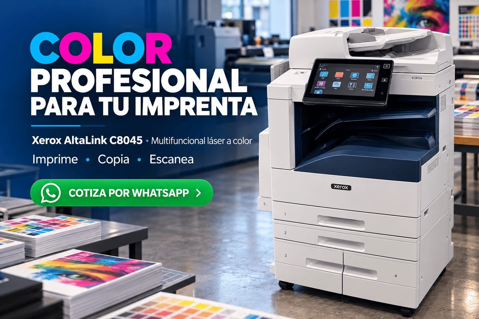 Multifuncional Xerox AltaLink C8045 full color, recomendada para artes gráficas e imprentas en CDMX