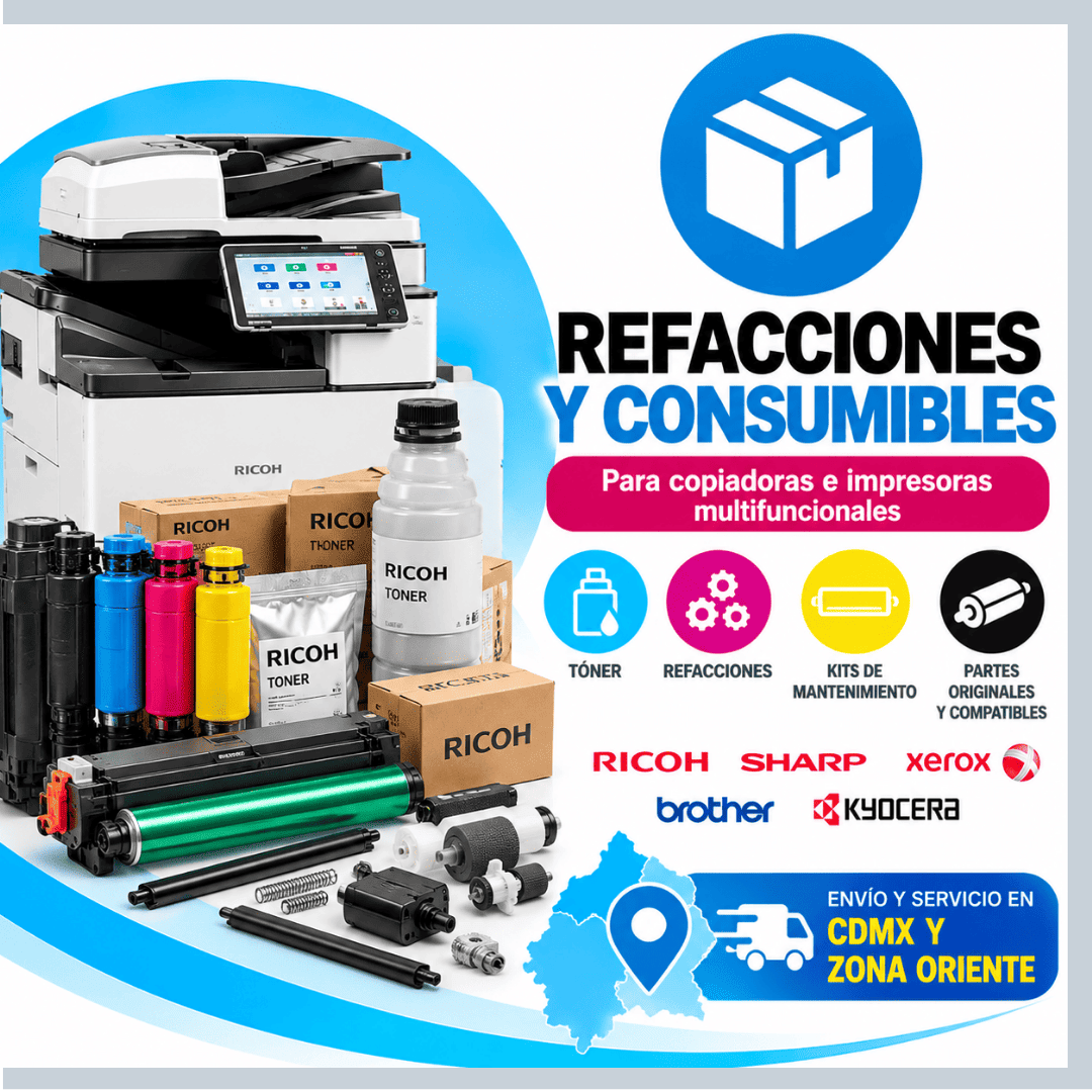 Refacciones y consumibles para copiadoras e impresoras multifuncionales Ricoh, Sharp y Xerox en CDMX y Zona Oriente | Copiadoras Martec